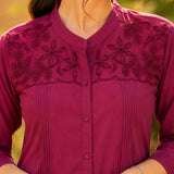 Cotton Blend Embroidered Tunic Trouser Co-Ord Set