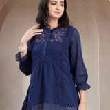 Ethnic Threadwork A-Line Georgette Kurti
