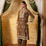 Lavanya Mud Brown Embroidered Suit Set