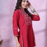 Cotton Linen Embroidered Kurta