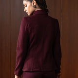 Eirene Maroon Fur High-neck Jacket