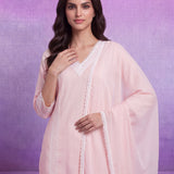 Aarna Peach Lace Work Suit Set
