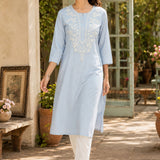 Pure Cotton Floral Yoke Kurta Palazzo Set