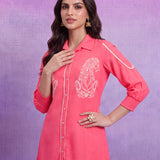Kiara Neon Peach Textured Co-ord Set