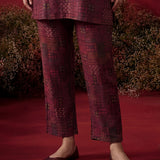 Wine All Over Printed Cotton Straight Co-Ord Set