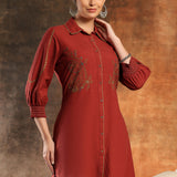Paisley Embroidered Shirt Style Tunic