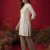 Sehr Ivory Embroidered Silk Kurti
