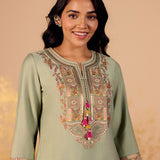 Anaya Sage Green Embroidered Kurta Set