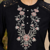 Thread Embroidered Crepe Kurti