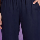 Navy Embroidered Straight Co-ord Set