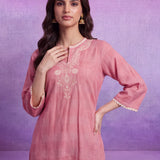 Aarna Carnation Pink Embroidered Kurta Set