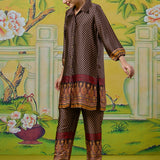 Tara Coffee Brown Printed Co-ord Set