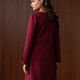 Eirene Maroon Monochrome Wool Coat