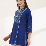 Cotton Linen Embroidered Kurta
