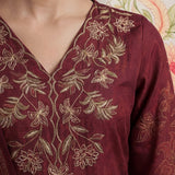 Kasni Maroon Printed Suit Set with Dupatta