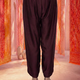 Wine Satin Relaxed Fit Salwar