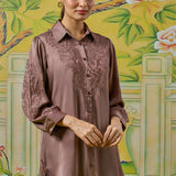 Zaria Milk Chocolate Embroidered Shirt