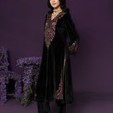 Navya Black Embroidered Velvet Suit Set with Brasso Dupatta