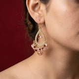 Salmon Pink Diya Oval Bead Earrings