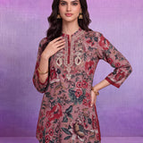 Pink Rayon Floral Embroidered Straight Co-ord Set