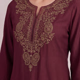 Inaya Scarlet Maroon Embroidered Kurta Set