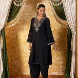 Avika Graphite Black Embroidered Suit Set