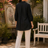 Women's Embroidered Button-Front Tunic Shirt