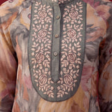 Light Yellow All Over Printed Shantoon A-Line Kurti