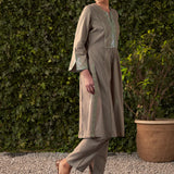 Syra Grey Embroidered Rayon Kurta Set for Women