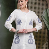 Lucknowi Embroidered Cotton Tunic Shirt