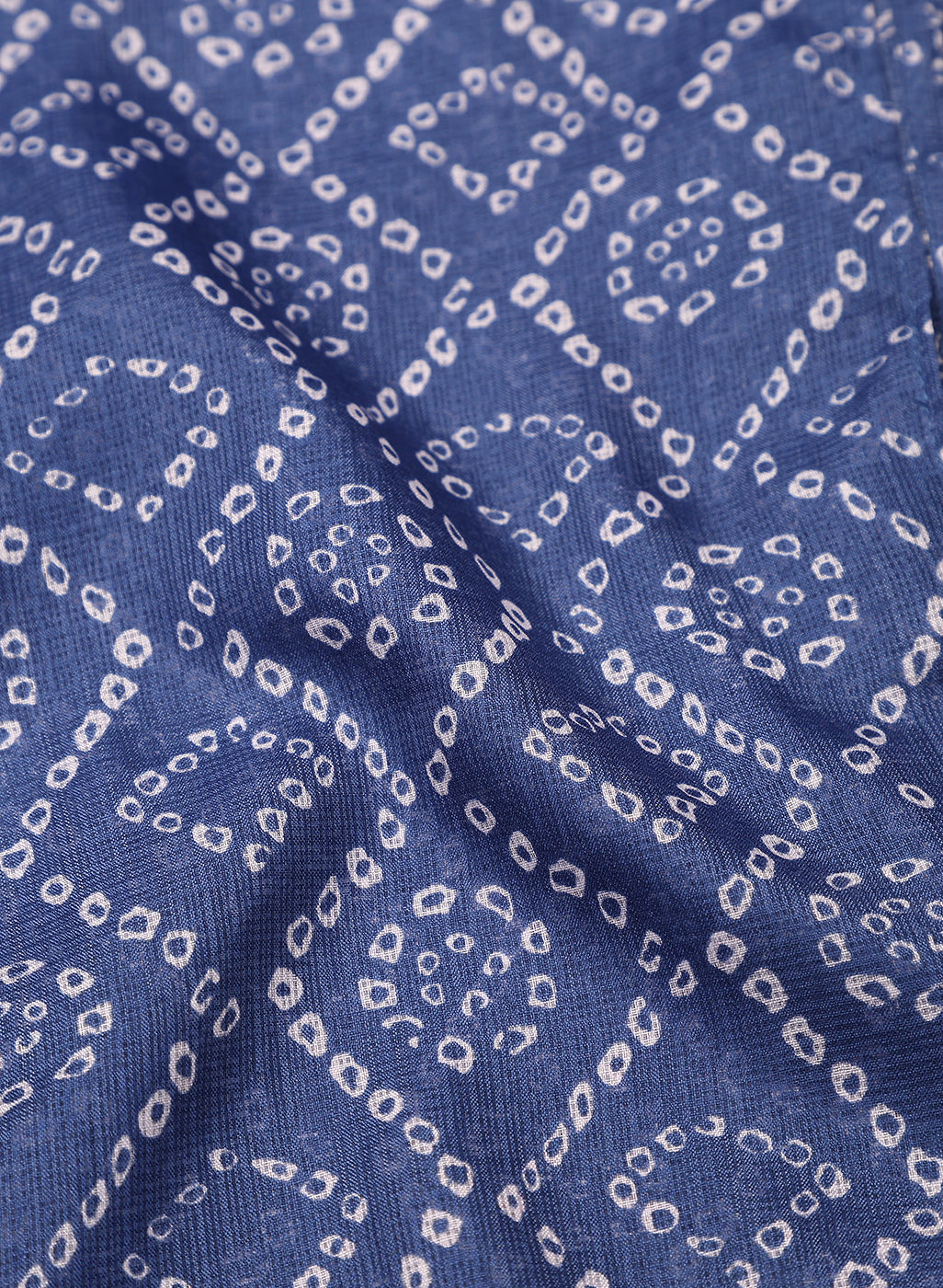 Indigo Blue Cotton Silk Dupatta with Bandhej Print
