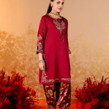 Ameera Ruby Red Embroidered Suit Set