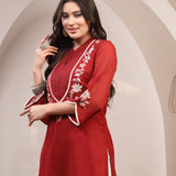 Floral Embroidered A-Line Short Kurti