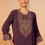 Samaira Copper Brown Embroidered Suit Set