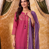 Vritika Persian Pink Embroidered Suit Set