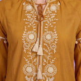 Cotton Mustard Embroidered Tunic