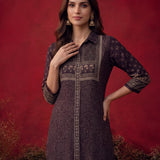 Flora Deep Purple Printed Shantoon Kurta for Women