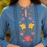 Cotton Blend Floral Embroidered Co-Ord Set