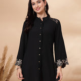 Solid Embroidered Straight Tunic Shirt