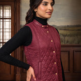 Alba Maroon Sleeveless Puffer Jacket