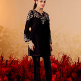 Siya Coffee Brown Embroidered Velvet Corduroy Co Ord Set