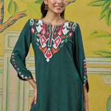 Myra Marine Teal Applique Embroidered Kurta Set
