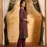Saanika Dusky Red Printed Kurta Set