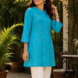 Sequinned Ethnic Embroidered Straight Kurti