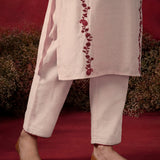 Ivory Embroidered Cotton Blend Everyday Kurta Set
