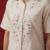 Ivory Embroidered Chanderi Regular Co-ord Set