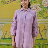 Elara Frost Lilac Embroidered Shirt