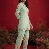 Mint  Green Printed Shantoon Regular Co-ord Set