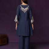 Aarvi Navy Floral Embroidered Suit Set with Dupatta