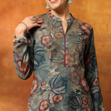 Wool Blend Floral Printed Kurta Palazzo Set